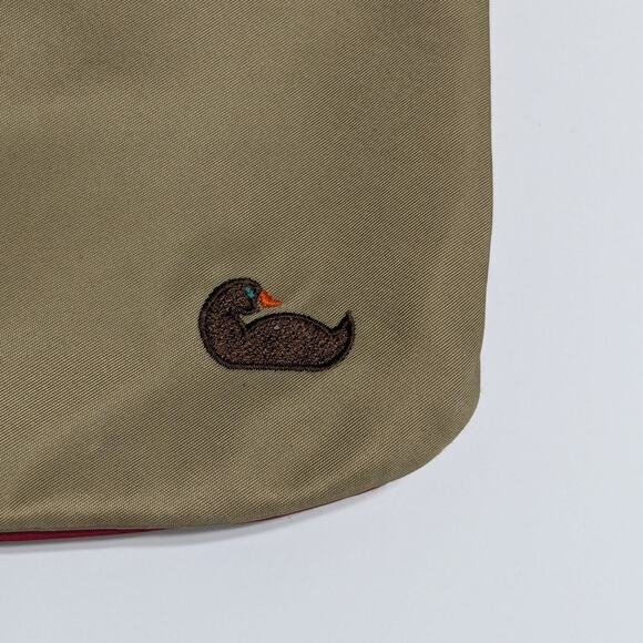 Vintage Dooney and Bourke Nylon Clutch Wristlet Pouch Tan Embroidered Duck Red - Picture 4 of 6